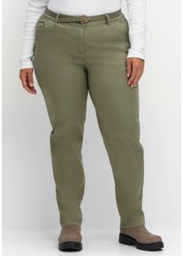sheego Große Größen Chinohose inklusive Gürtel, khaki, Größe 21 - Damen