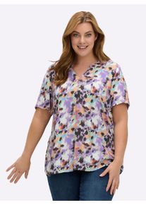 sheego Gro&szlig;e Gr&ouml;&szlig;en Druckbluse in gewebter Qualit&auml;t, apricot-lavendel-bedruckt, Gr&ouml;&szlig;e 46 - Damen