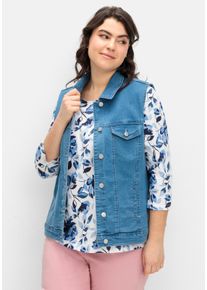 sheego Große Größen Jeansweste mit Pattentaschen, aufgesetzt, blue-bleached, Größe 54 - Damen