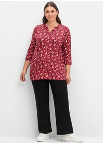 sheego Große Größen 3/4-Arm-Shirt mit Blumenprint, weinrot-gemustert, Größe 40/42 - Damen