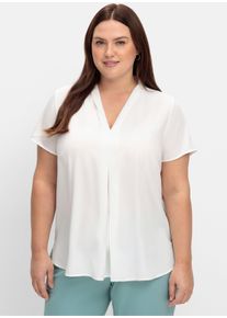 sheego Gro&szlig;e Gr&ouml;&szlig;en Tunika mit Kellerfalte am V-Ausschnitt, wei&szlig;, Gr&ouml;&szlig;e 42 - Damen