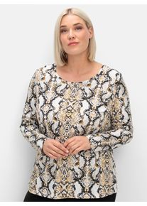 sheego Große Größen Shirt mit Schlangen-Muster, schwarz-beige-bedruckt, Größe 44 - Damen