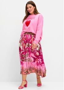 sheego loves miss goodlife sheego Große Größen Satinrock im Mustermix, mit Gummizugbund, pink gemustert, Größe 40 - Damen