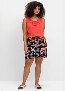 sheego Große Größen Shorts mit Blumenprint, schwarz bedruckt, Größe 42 - Damen