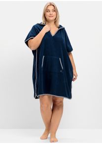sheego Große Größen Bademantel mit Kapuze, aus Frottee, marine, Größe 3 - Damen
