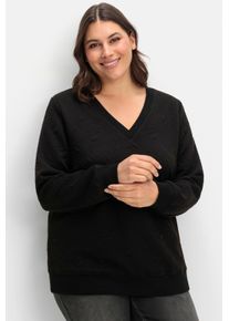 sheego Gro&szlig;e Gr&ouml;&szlig;en Sweatshirt mit gestepptem Muster, schwarz, Gr&ouml;&szlig;e 56/58 - Damen