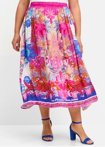 sheego loves miss goodlife sheego Große Größen Satinrock im Multicolor-Mustermix, blau gemustert, Größe 56 - Damen