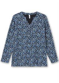 sheego Große Größen Langarmshirt mit Blumen-Print allover, tiefblau-gemustert, Größe 56/58 - Damen
