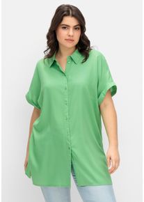 sheego Gro&szlig;e Gr&ouml;&szlig;en Longbluse mit hohen Seitenschlitzen, apfel, Gr&ouml;&szlig;e 46 - Damen