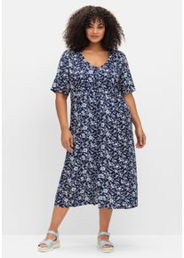 sheego Große Größen Druckkleid mit durchgehender Knopfleiste, marine-hellblau-bedruckt, Größe 46 - Damen