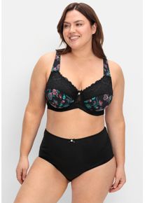 sheego Große Größen Bügel-BH mit Paisleydruck und Spitze, schwarz bedruckt, Größe 100C - Damen