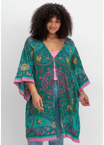 sheego by Joe Browns sheego Große Größen Longbluse mit Ornament- und Blütenprint, petrol-gemustert, Größe 52/54 - Damen