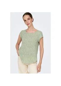 Shirtbluse Only "ONLVIC S/S AOP TOP NOOS PTM", Damen, Gr. 40, lilypad aop:marekka small graphic, Web, Obermaterial: 97% Polyester, 3% Elasthan, bedruckt, regular fit h&uuml;ftlang, Rundhals, Blusen, mit Allover Druck