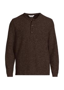 LANDS' END Struktur-Henleyshirt mit Leinen, Herren,  Braun, Leinen/Polyester/Polyester-Mischung, by Lands' End