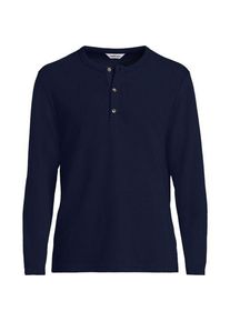 LANDS' END Ottoman-Henleyshirt mit langen &Auml;rmeln, Herren,  Blau, Baumwolle/Polyester/Baumwoll-Mischung, by Lands' End