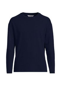 LANDS' END Ottoman-Rippshirt mit langen &Auml;rmeln, Herren,  Blau, Baumwolle/Polyester/Baumwoll-Mischung, by Lands' End