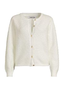 LANDS' END Boucl&eacute;-Cardigan mit goldfarbenen Kn&ouml;pfen, Damen,  Wei&szlig;, Wolle/Polyester/Polyacryl, by Lands' End