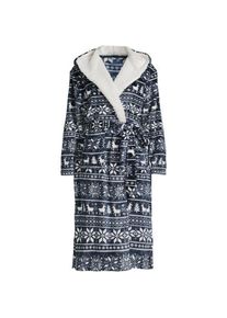 LANDS' END Fleece-Kapuzenmorgenmantel, Damen,  Blau, Polyester, by Lands' End