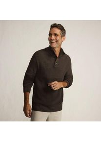 LANDS' END Strukturierter Troyer-Pullover Drifter, Herren,  Braun, Baumwolle, by Lands' End