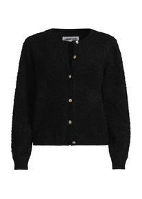 LANDS' END Boucl&eacute;-Cardigan mit goldfarbenen Kn&ouml;pfen, Damen,  Schwarz, Wolle/Polyester/Polyacryl, by Lands' End