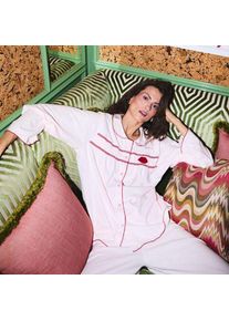 LANDS' END Lands' End x Lulu Guinness Pyjama-Set mit Smok-Details, Damen,  Pink, by Lands' End