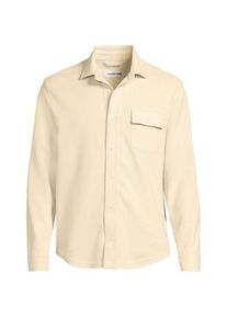 LANDS' END Jerseyhemd mit Struktur, Herren,  Wei&szlig;, Elasthan/Baumwoll-Mischung/Polyester-Mischung, by Lands' End