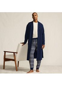 LANDS' END Serious Sweats wadenlanger Bademantel, Herren,  Blau, Baumwoll-Mischung/Polyester-Mischung, by Lands' End