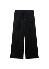 Sweathose Juicy Couture "WIDE LEG JOGGER WITH JC EMBROIDERY Damen", Damen, Gr. S, EURO-Gr&ouml;&szlig;en, schwarz, Samt, 95% Polyester, 5% Elasthan, Hosen Sweathose, Trainingshose Damen, Sweathose, Velour, Jogginghose mit Glitzer, Sale