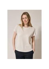 T-Shirt Cecil, Damen, Gr. XL (44), beige (light beige), Jersey, Obermaterial: 60% Viskose, 40% Polyester, unifarben, gerade h&uuml;ftbedeckend, Rundhals, Shirts T-Shirt, in Struktur-Optik und mit Knopf-Details