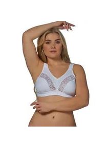 B&uuml;gelloser BH ELBRINA, Damen, Gr. 90, Cup B, wei&szlig;, Spitze, Obermaterial: 95% Baumwolle, 5% Elasthan, unifarben, bequem, BHs, mit Spitze, mit Schleife, breite Tr&auml;ger, ohne B&uuml;gel, Baumwollmix