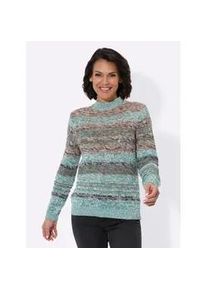 Strickpullover Casual Looks "Pullover", Damen, Gr. 48, braun (jade, braun, meliert), 58% Baumwolle, 42% Polyacryl, gemustert, gestreift, mehrfarbig, Pullover Strickpullover