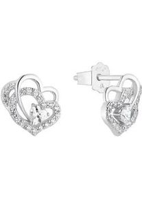 Paar Ohrstecker Amor "2016446", bunt (silberfarben, wei&szlig;, kristallwei&szlig;), Ohrringe, Damen, Silber 925 (Sterlingsilber), mit Zirkonia (synth.)