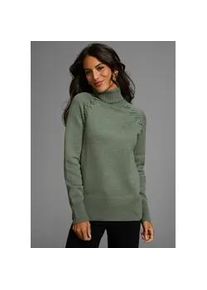 Rollkragenpullover Laura Scott, Damen, Gr. 40, gr&uuml;n (salbei, melange), Strick, Obermaterial: 50% Viskose, 26% Polyamid, 24% Polyester, clean, unifarben, figurbetont h&uuml;ftlang, hoch geschlossener Ausschnitt, Raglan&auml;rmel, Pullover Rollkragenpullover, mit Flechtdetail aus softem Viskosestrick