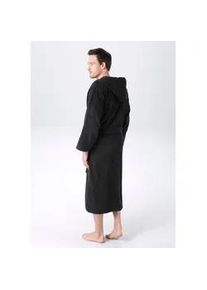 Unisex-Bademantel Kangaroos "Cassidy, f&uuml;r Damen & Herren, Standardl&auml;nge & &Uuml;berl&auml;nge" Gr. XXXL, schwarz, L:142cm, Walkfrottee, Hausm&auml;ntel, mit Taschen, M&auml;nner und Frauen, Baumwolle, Reise, Hotel, Sauna, S-3XL