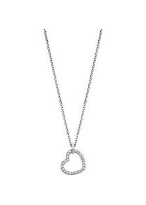 Kette mit Anh&auml;nger Engelsrufer "Herz", silber (silberfarben, kristallwei&szlig;), Halsketten, Damen, Silber 925 (Sterlingsilber), L: 44 B: 1,33mm, Made in Germany - mit Zirkonia (synth.), B:1,33mm