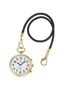 Taschenuhr MASTER TIME "Sprechende Taschenuhr", gold (goldfarben), Taschenuhren, Damen, Taschenuhr, sprechende Funkuhr, Quarzuhr, Status Funkempfang, 4 Alarmzeiten