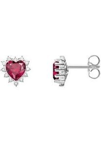 Paar Ohrstecker Thomas Sabo "Romance Herz-Ohrstecker", silberfarben, kristallwei&szlig;, rot, kristallwei&szlig;, rot, Ohrringe, Damen, Silber 925 (recycelt), mit Zirkonia (synth.), Rubin