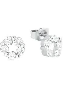 Paar Ohrstecker Amor "Blumen", bunt (silberfarben, wei&szlig;, kristallwei&szlig;), Ohrringe, Damen, 7mm, Silber 925 (Sterlingsilber), mit Zirkonia (synth.)