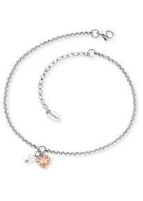 Fu&szlig;kette Engelsrufer "Herz", rosa (edelstahlfarben, ros&eacute;goldfarben, wei&szlig;), Fu&szlig;ketten, Damen, Edelstahl Perlen, Edelstahl, Perlen, mit S&uuml;&szlig;wasserzuchtperle