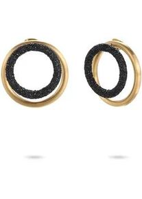 Paar Ohrstecker Kingka "KOURI Stardust", schwarz (gelbgoldfarben, schwarz), Ohrringe, Damen, 25,5mm, Edelstahl