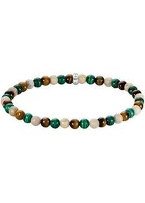 Armband Thomas Sabo "Bead Armband" Gr. 21, silber (silberfarben, gr&uuml;n, braun, natur, gr&uuml;n, braun, natur), Armb&auml;nder, Damen, 21, Silber 925 (recycelt), Armband, mit Malachit, Tigerauge, Jaspis