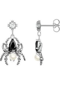 Paar Ohrh&auml;nger Thomas Sabo "Spider Romance, Spinnen-Design", bunt (silberfarben, wei&szlig;, schwarz, wei&szlig;, schwarz), Ohrringe, Damen, 3,5mm, Perlen Silber 925 (recycelt), Perlen, Silber 925 (recycelt), mit Zirkonia (synth.) - mit S&uuml;&szlig;wasserzuchtperle