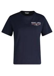 T-Shirt Gant "REG GRAPHIC SS T-SHIRT", Damen, Gr. XL, blau (evening blau), Single Jersey, Obermaterial: 100% Baumwolle, regular fit, Rundhals, Shirts T-Shirt, regular fit, Print auf der Brust