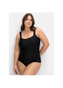 Badeanzug sheego, Damen, Gr. 40, Cup E, schwarz, Elasthan, Polyamid, Badeanz&uuml;ge Badeanzug