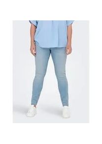 High-waist-Jeans Only CARMAKOMA "CARANNA HW SKINNY ANK DNM ANA NOOS", Damen, Gr. 52, L&auml;nge 32, blau (light blau denim), Denim/Jeans, Obermaterial: 70% Baumwolle, 25% Polyester, 3% Viskose, 2% Elasthan, unifarben, skinny fit, Jeans High-Waist-Jeans