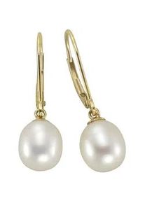 Diamonds by Ellen K. Paar Ohrh&auml;nger "585 Gold Perle wei&szlig; 8-8,5mm", gelb (gelb, wei&szlig;), FASCINATION BY ELLEN K., Ohrringe, Damen, one-size, Gold