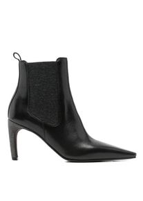 Brunello Cucinelli Stiefel - Pointed Toe Ankle Boots With Textured Finish - Gr. 38 (EU) - in Schwarz - f&uuml;r Damen