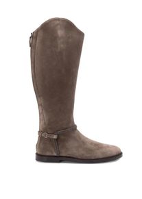 Brunello Cucinelli Stiefel - Suede Tall Boots With Ankle Strap - Gr. 38 (EU) - in Grau - f&uuml;r Damen