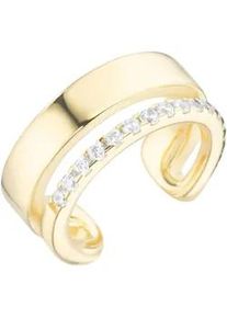 Ohrklemme Firetti "Schmuck Geschenk Silber 925 Ear Cuff in zweireihiger Optik", gold (gelbgoldfarben, kristallwei&szlig;, kristallwei&szlig;), Ohrringe, Damen, Silber 925 (Sterlingsilber), mit Zirkonia (synth.)