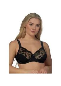 B&uuml;gel-BH ELBRINA "EMBROIDERY", Damen, Gr. 95, Cup G, schwarz, Spitze, Obermaterial: 61% Polyamid, 31% Polyester, 8% Elasthan, unifarben, BHs B&uuml;gel-BH, breite Tr&auml;ger, ohne Schale, mit B&uuml;gel, mit Spitze, feminin